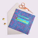 Birthday Card, Godmother Flowers, text foiled in shiny gold