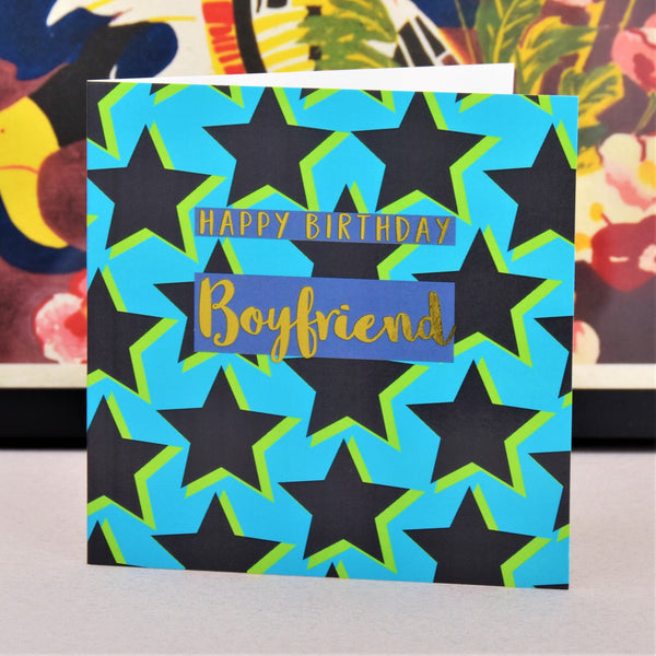 Birthday Card, Star Boyfriend, text foiled in shiny gold