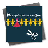 Mother's Day Card, Mum, 1 in a million, Embellished with a colourful tassel