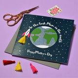 Mother's Day Card, World, Best Mum, Embellished with a colourful tassel