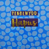 Welsh Birthday Card, Penblwydd Hapus, Dots, text foiled in shiny gold
