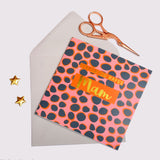 Welsh Birthday Card, Penblwydd Hapus Mam, Mam, text foiled in shiny gold