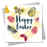 Easter Greeting Card, Butterflies & Eggs, Embellished with a colourful tassel