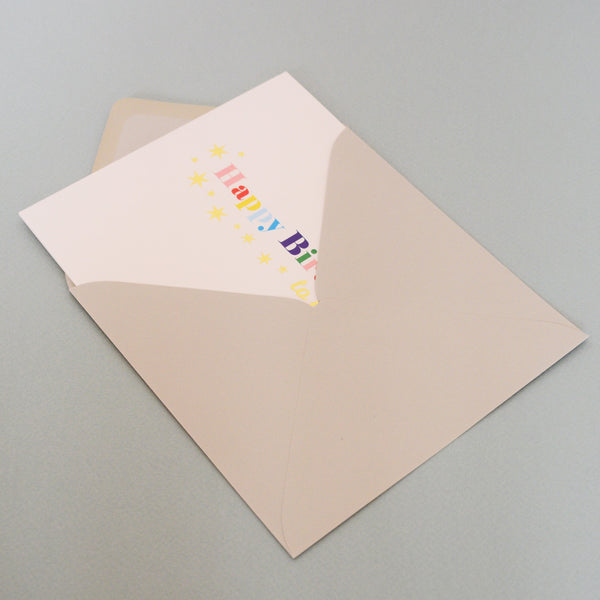 Birthday Card, Happy Birthday to You, Rainbow colours, with gold foil