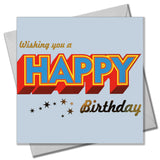 Birthday Card, Wishing you a Happy Birthday, Block letters, with gold foil