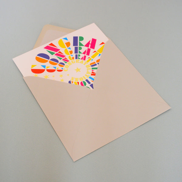 Congratulations Card, In circles with stars and gold foil