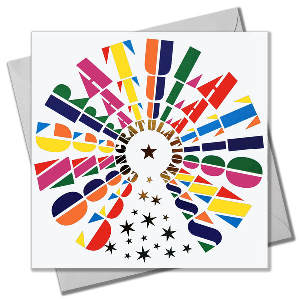 Congratulations Card, In circles with stars and gold foil