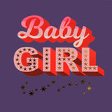 Baby Girl Card, Pink with gold stars and gold foil