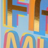 Mother's Day Card, Fab Mum, text foiled in shiny gold