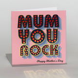 Mother's Day Card, Mum You Rock, text foiled in shiny gold