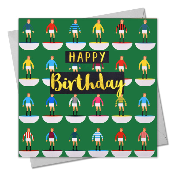 Birthday Card, Footballers, Happy Birthday, text foiled in shiny gold