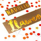 Welsh Christmas Card, Berries & Twigs, text foiled in shiny gold