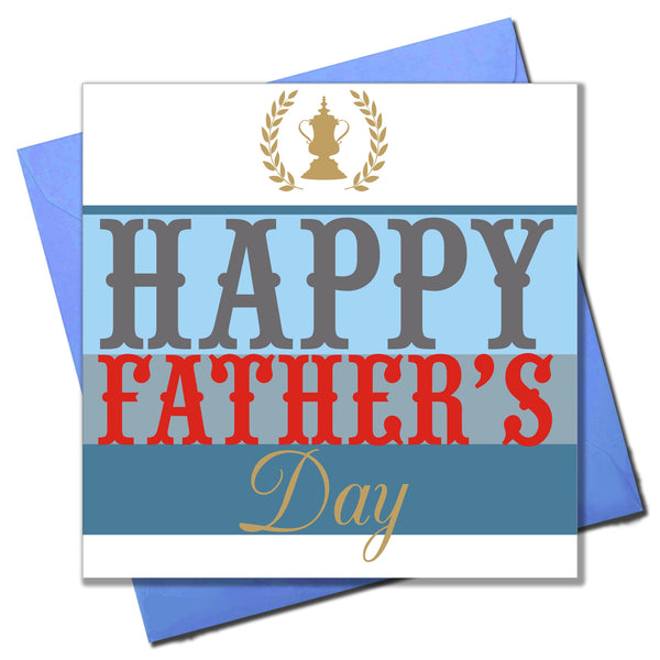 Father's Day Card, Trophy and Golden Laurels, Happy Father's Day