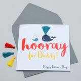 Father's Day Card, Daddy & Baby Whale, Embellished with colourful tassel