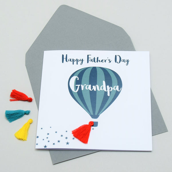 Father's Day Grandpa Card, Hot air Balloon, Tassel Embellished
