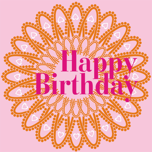 Birthday Card, Orange Lace, Happy Birthday