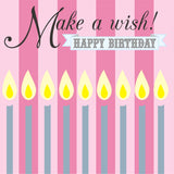 Birthday Card, Candles, Make a Wish! Happy Birthday