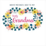 Mother's Day Card, Floral, Lovely Grandma, Embellished with colourful pompoms