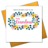 Mother's Day Card, Floral, Lovely Grandma, Embellished with colourful pompoms