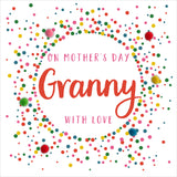 Mother's Day Card, Dotty, Granny with love, Embellished with colourful pompoms