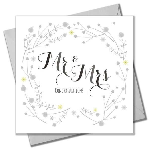 Wedding Card, Flowers, Mr & Mrs