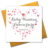 Wedding Card, Hearts, Ruby Wedding Anniversary