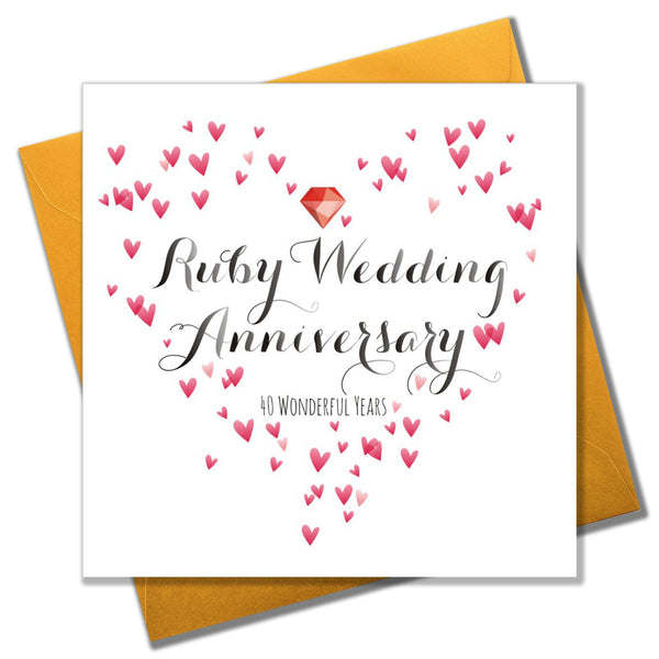 Wedding Card, Hearts, Ruby Wedding Anniversary