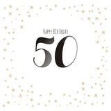 Birthday Card, Gold Stars, Happy Birthday 50