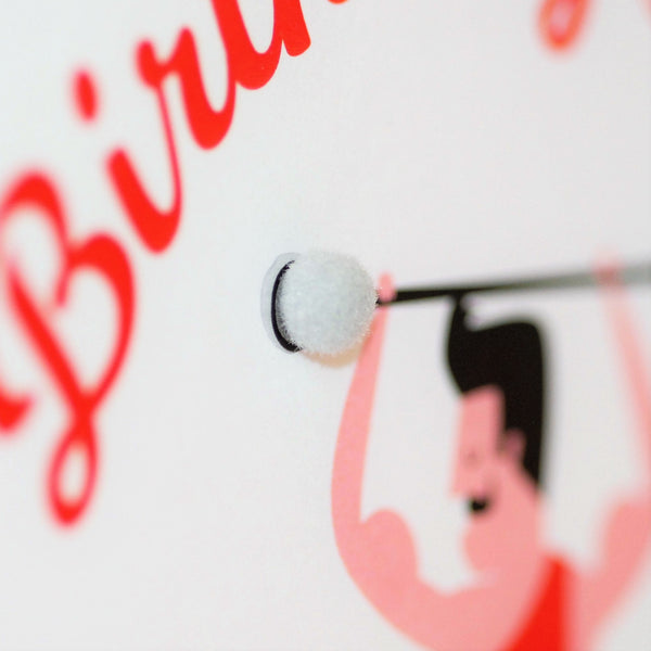 Birthday Boy Card, Circus Strong Man, Embellished with colourful pompoms