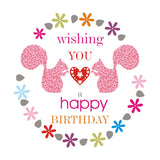 Birthday Card, Squirrels, wishing you a happy birthday