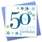 Birthday Card, Blue Age 50, Happy 50th Birthday