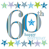 Birthday Card, Blue Age 60, Happy 60th Birthday