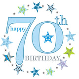 Birthday Card, Blue Age 70, Happy 70th Birthday