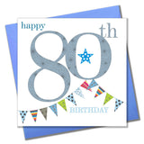 Birthday Card, Blue Age 80, Happy 80th Birthday