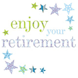 Congratulations and Good Luck Card, Blue Stars, enjoy your Retirement