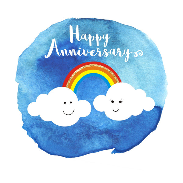 Wedding Card, Clouds and Rainbow, Happy Anniversary