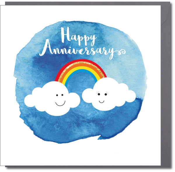 Wedding Card, Clouds and Rainbow, Happy Anniversary