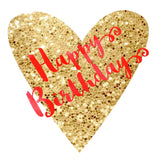 Birthday Card, Script on Heart, Happy Birthday