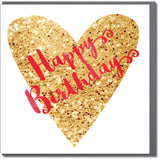 Birthday Card, Script on Heart, Happy Birthday