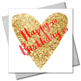 Birthday Card, Script on Heart, Happy Birthday