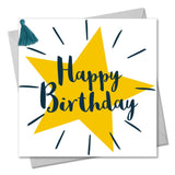 Birthday Card, Star, Happy Birthday, Embellished with a colourful tassel