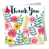Thank You Card, Flowers, Thank You, Embellished with a colourful tassel