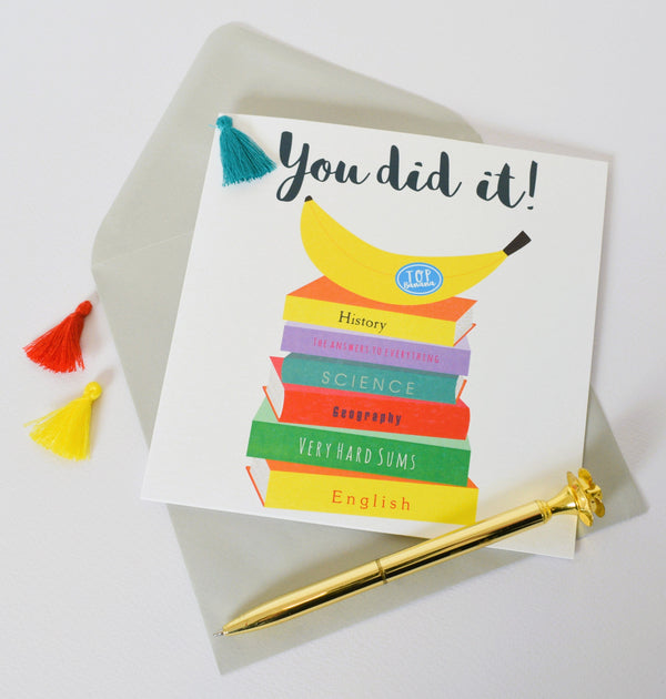 Exam Congratulations Card, Top Banana, Embellished with a colourful tassel