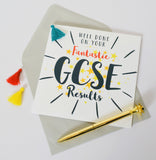 GCSE Exam Congratulations Card, Stars, Embellished with a colourful tassel