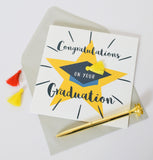 Graduation Congratulations Card, Star, Embellished with a colourful tassel