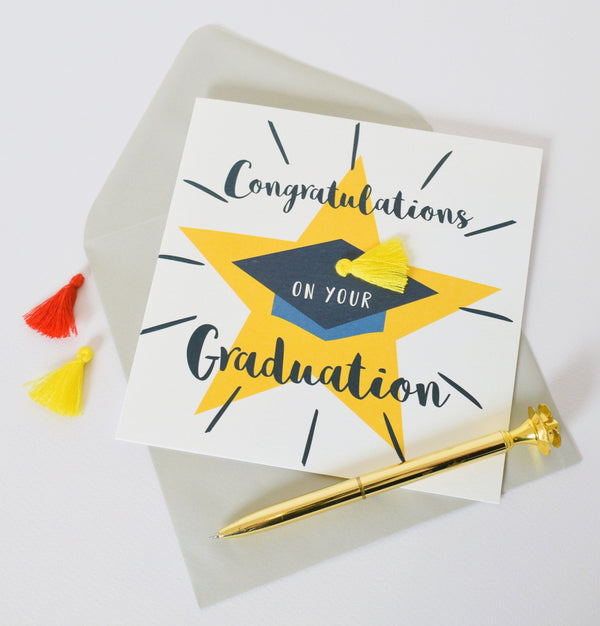 Graduation Congratulations Card, Star, Embellished with a colourful tassel