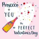 Valentine's Day Card, Fizz, Prosecco, Embellished with colourful pompoms