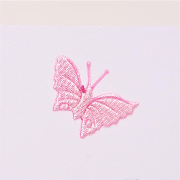 Welsh Birthday Card Penblwydd Hapus Age 1 Pink, fabric butterfly Embellished