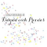 Welsh Wedding Card, Dots, Congratulations