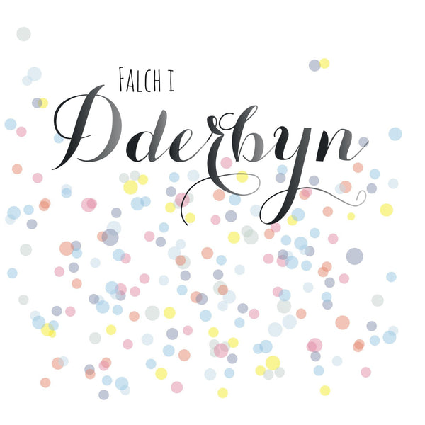 Welsh Wedding Card, Dots, Delighted to Accept